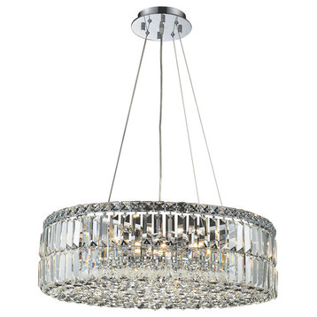 ibiza Design 12 Light 24" Chrome Chandelier With Clear European Crystals