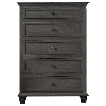 5 Drawers Wood Chest, Gray