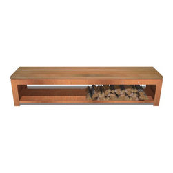 Corten Steel Wood Storage Bench - Garden Benches