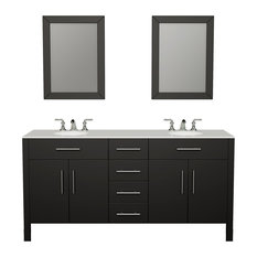 Warren 72" Espresso Double Basin Sink Vanity With 3 Faucet Holes
