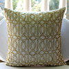 Ivory Art Silk 22"x22" Lattice Trellis Beaded Pillows Cover, Gold Taj