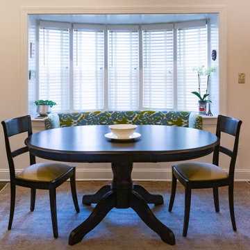 Bay window next to dining table