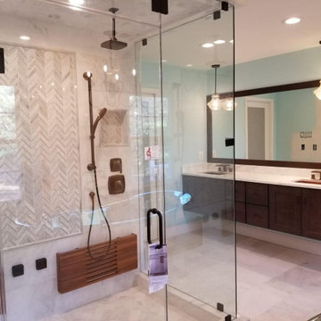 Luxury Marble Spa Bathroom With Copper Freestanding Tub