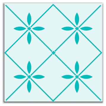 6"x6" Folksy Love Satin Decorative Tile, Glass Green