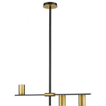 3 Light Chandelier In Architectural Style-8 Inches Tall and 5 Inches Wide-Matte