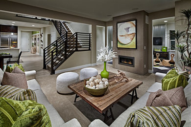 Example of a trendy living room design in Denver