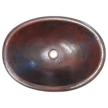 19" Hand Forged Oval Copper Bath Sink Drop In Installation