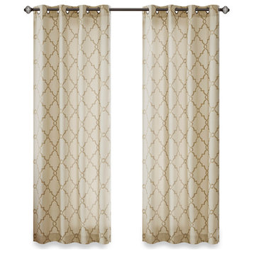 Madison Park Saratoga Fretwork Print Grommet Top Window Curtain Panel