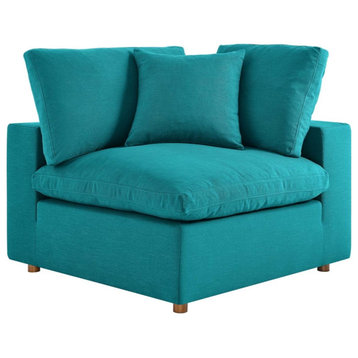 Modway Commix 4-Piece Fabric Down Filled Sectional Sofa Set in Teal