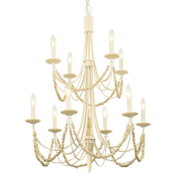 Varaluz 350C10 Brentwood 10 Light 26"W Taper Candle Style - Country White