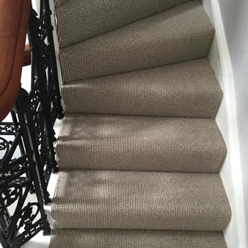 Striped Carpet Installation to Stairs