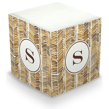 Sticky Memo Cube Herringbone Single Initial, Letter Q