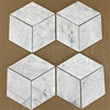 4"x8" Carrara White Marble Rhomboid Diamond Tile Honed Italian Carrera, Set of 9