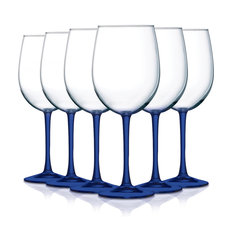 Cachet Accent Stem 19 oz Wine Glasses Set of 6, Bottom C-Blue