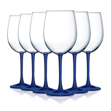 Cachet Accent Stem 19 oz Wine Glasses Set of 6, Bottom C-Blue
