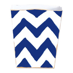 Navy Bargello Wastebasket - Wastebaskets