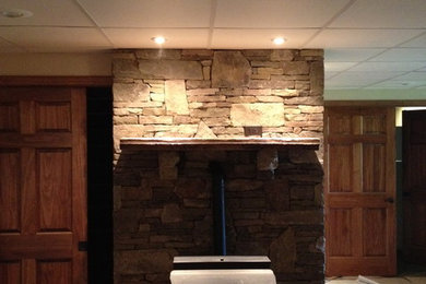 Inspiration for a rustic basement remodel in Other