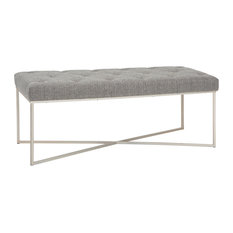 Maddox 48" Modern Contemporary Ottoman Bench, Granite Woven Fabric