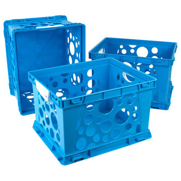 Premium File Crates With Handles, Case of 3, Class Blue