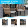 Kallie Set of 2 All-Weather Woven Stacking Club Chairs w/Zippered Seat Cushions,