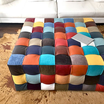 Tufted Ottoman- Playful Patterned Ottoman- BoBois Chic Ottoman Coffee Table