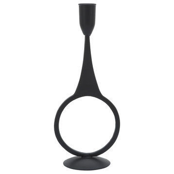 Metal, 10"H Round Taper Candle Holder, Black