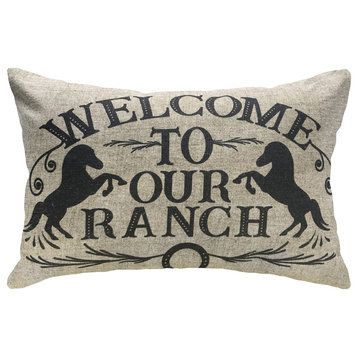 Welcome To Our Ranch Linen Pillow