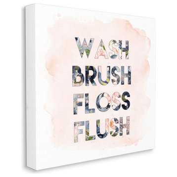 Wash Brush Floss Flush in Floral Typography24x24