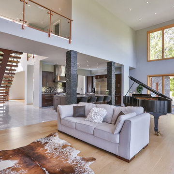 Modern Floating Mono-Stringer Stairs, Rochester NY