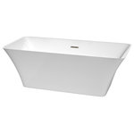 Wyndham Collection - Tiffany Freestanding Bathtub, Brushed Nickel Trim, 67" - Wyndham Collection Tiffany 67" Freestanding Bathtub in White with Brushed Nickel Drain and Overflow Trim