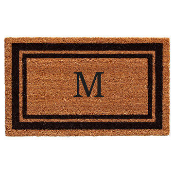 Calloway Mills Black Border 24"x48" Monogram Doormat, Letter M