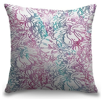 "Floral Doodle" Outdoor Pillow 16"x16"