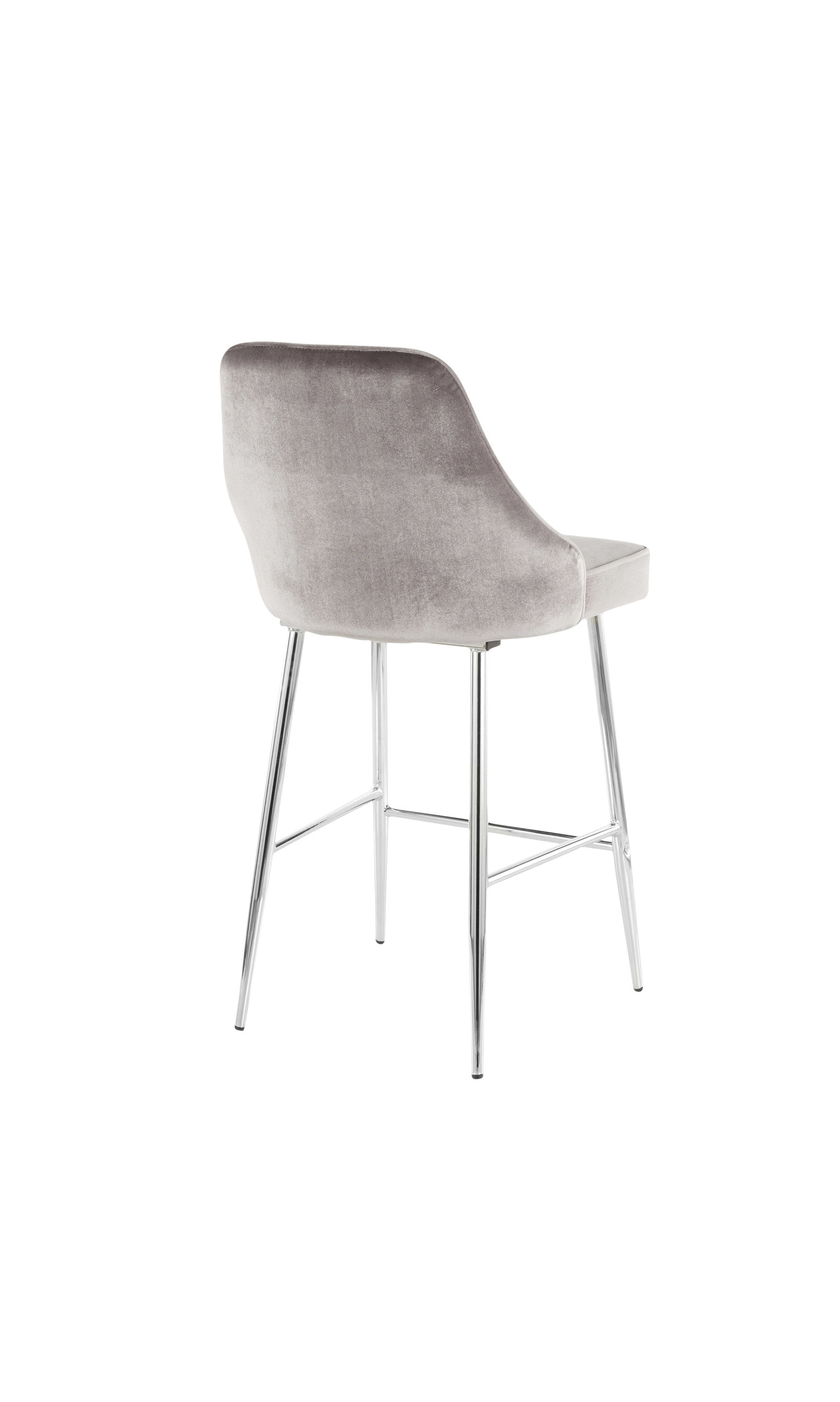 Lumisource Marcel Counter Stool, Chrome and Silver Velvet, Set of 2