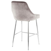 Lumisource Marcel Counter Stool, Chrome and Silver Velvet, Set of 2