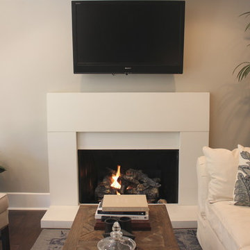 Transitional livng room/fireplace remake