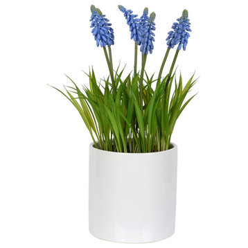Vickerman 13.5" Purple Hyacinth Flower in Ceramic Pot