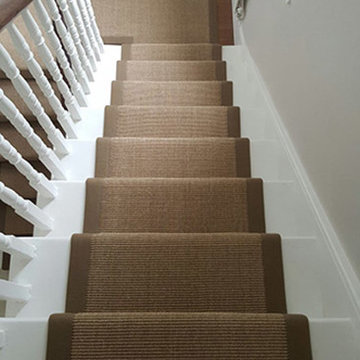Supplying & Installing Brown Carpet With Brown Border to Stairs