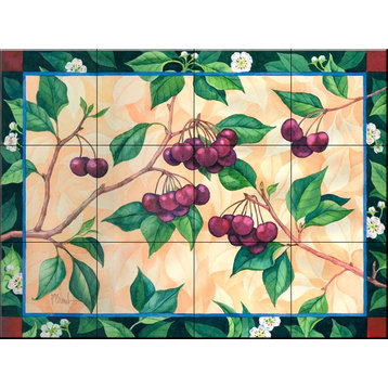 Tile Mural, Bing Cherries by Paul Brent