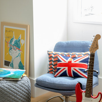 Vintage boy's bedroom with an industrial flare