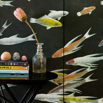 Handprinted Chinoiserie wallpaper in interior design