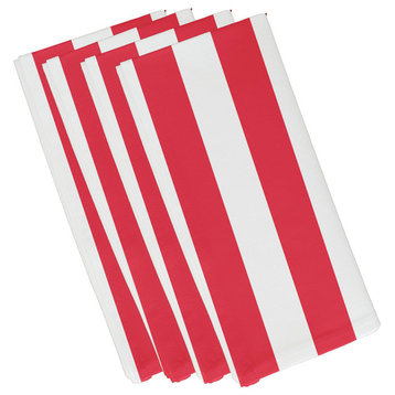 19"x19" Rugby Stripe, Stripe Print Napkins, Set of 4, Red