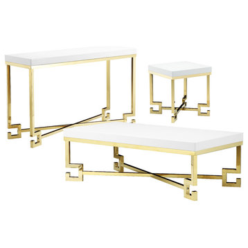 Sophia Living Room Set, White Lacquer and Gold