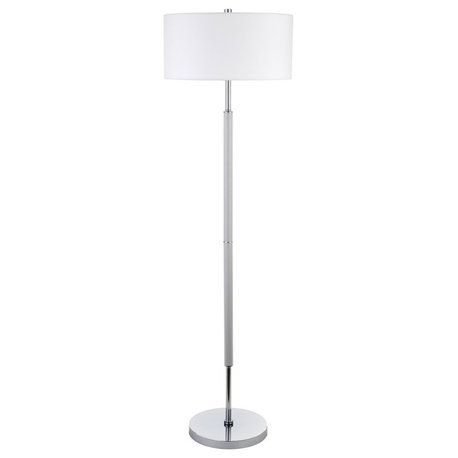 Henn&Hart 17" Cool Gray/Polished Nickel Metal/Fabric Floor Lamp