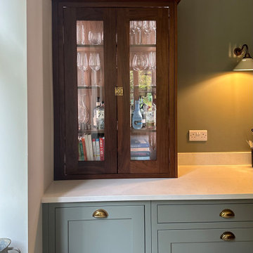 Inframe Green and Walnut kitchen in period property