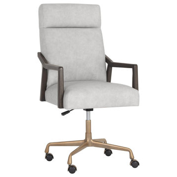 Sunpan Westport Collin Office Chair - Saloon Light Grey Leather