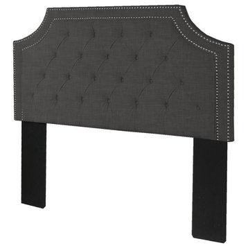 Audrey Fabric Upholstered Full/Queen Headboard with nailhead trim in Gray