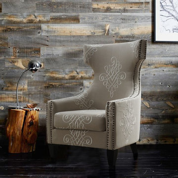 Gramercy Embroidered Linen Wing Chair - $600.99