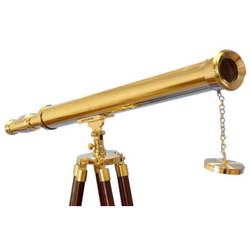 Floor Standing Harbor Master Telescope, Brass, 60"