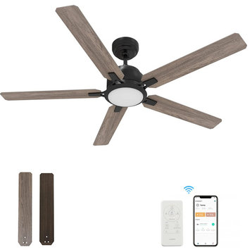 CARRO Essex 60" Ceiling fan DC With Dim Light and Remote, Wooden/Walnut