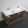 MOB 72" Double Sink Wall Mounted Vanity With Acrylic Sink, Rosewood
